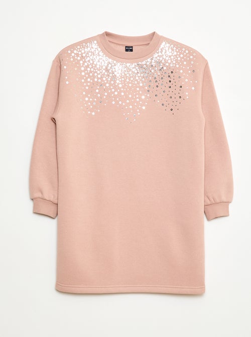 Vestido em moletom com aplicação de lantejoulas brilhantes - Kiabi