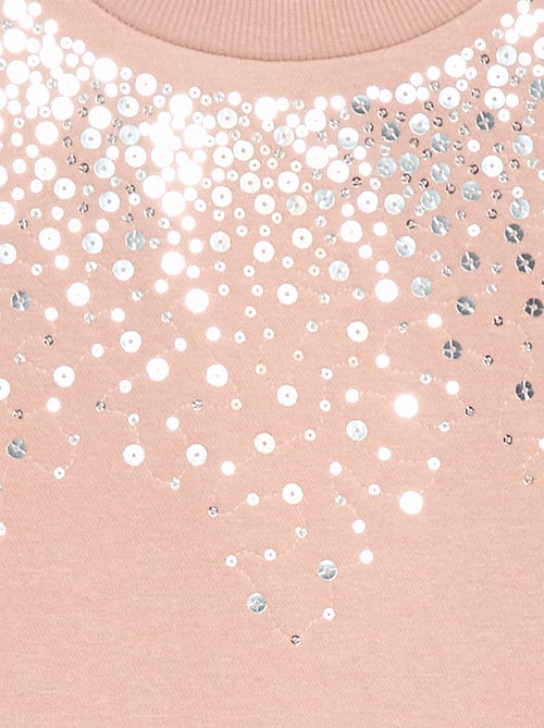 Vestido em moletom com aplicação de lantejoulas brilhantes - Kiabi