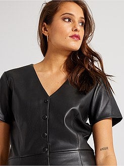 Vestido em pele sintética - Kiabi