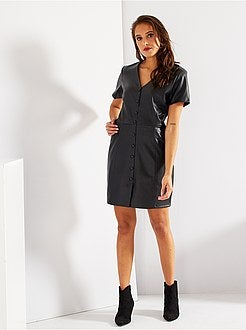 Vestido em pele sintética - Kiabi