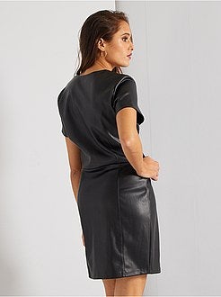 Vestido em pele sintética - Kiabi