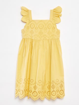 Vestido em popelina com bordado inglês