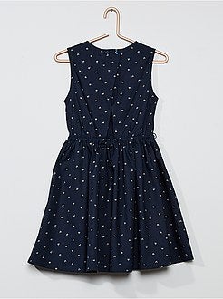 Vestido em popelina com costas abertas - Kiabi