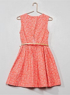 Vestido em popelina com costas abertas - Kiabi