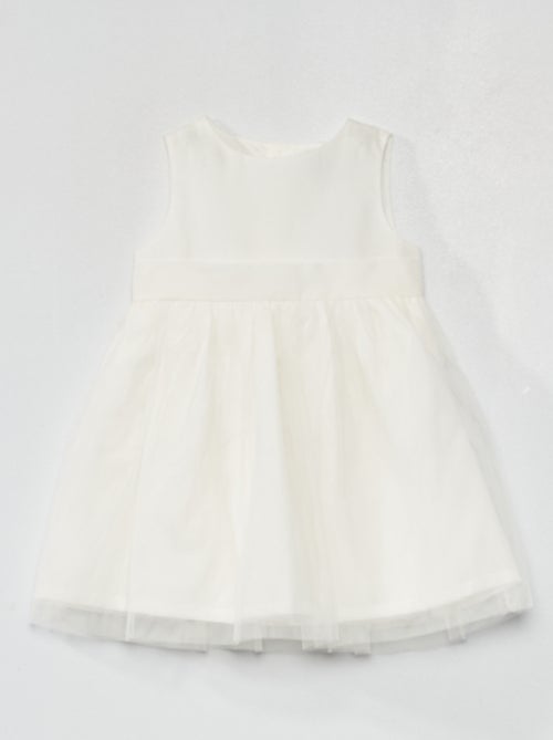 Vestido em popelina de algodão e tule - Kiabi