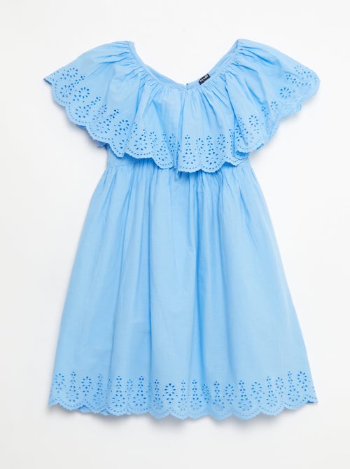 Vestido em propolina com detalhes em bordado inglês - Kiabi