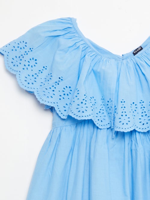 Vestido em propolina com detalhes em bordado inglês - Kiabi