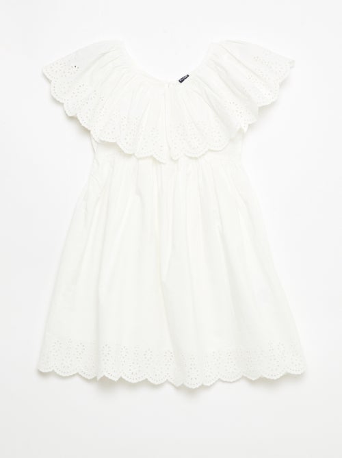 Vestido em propolina com detalhes em bordado inglês - Kiabi