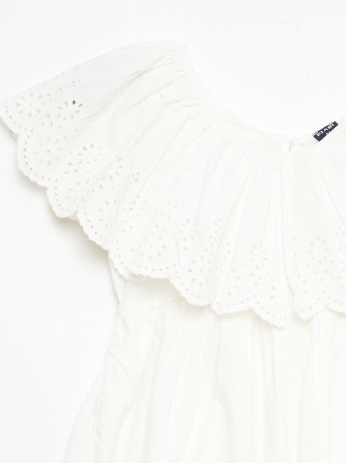 Vestido em propolina com detalhes em bordado inglês - Kiabi