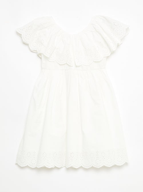 Vestido em propolina com detalhes em bordado inglês - Kiabi