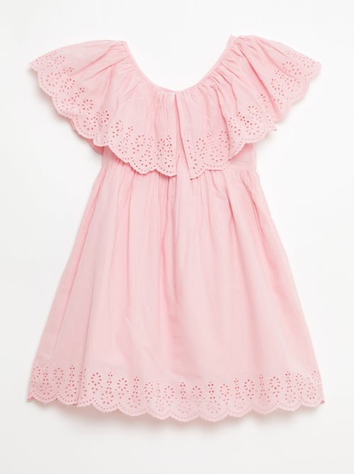 Vestido em propolina com detalhes em bordado inglês - Kiabi