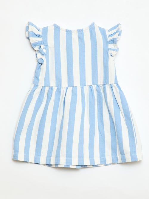 Vestido em sarja listrada com mangas curtas - Kiabi