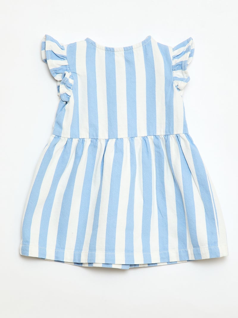 Vestido em sarja listrada com mangas curtas Azul - Kiabi