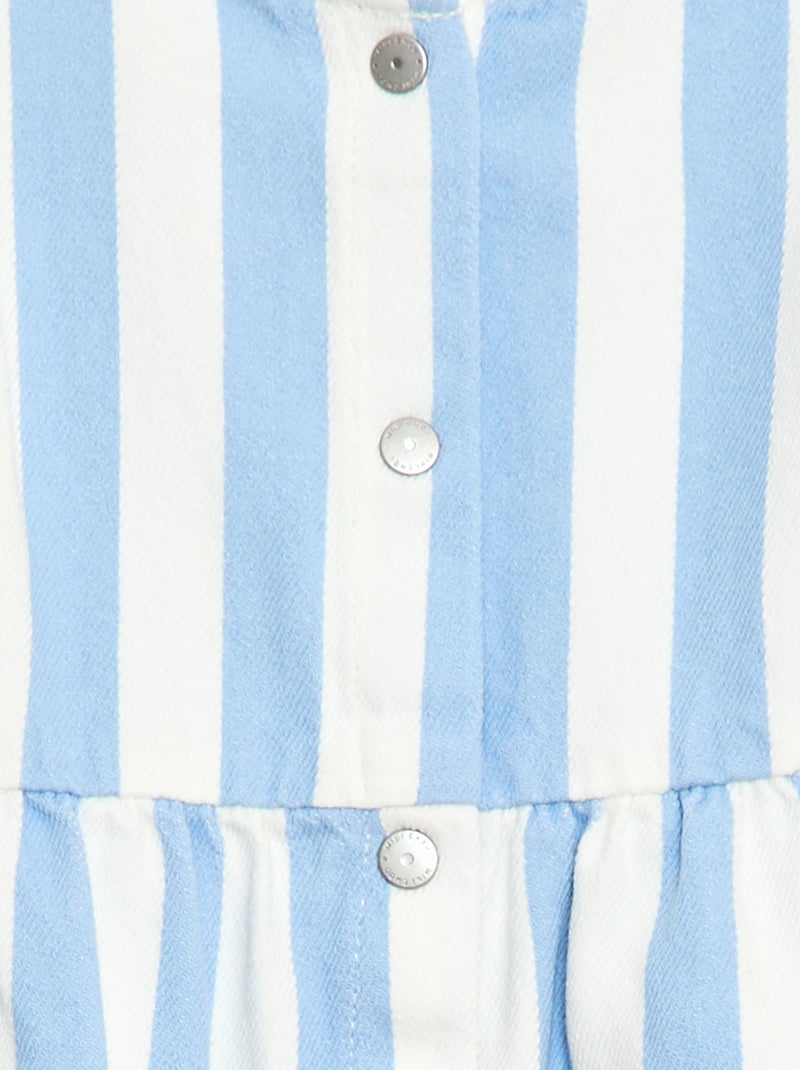 Vestido em sarja listrada com mangas curtas Azul - Kiabi