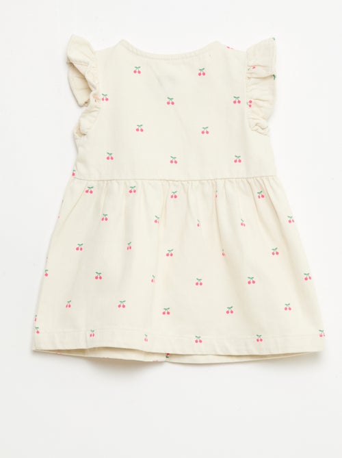 Vestido em sarja listrada com mangas curtas - Kiabi