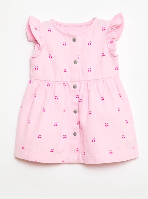 Vestido em sarja listrada com mangas curtas - Kiabi