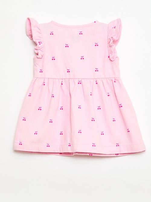 Vestido em sarja listrada com mangas curtas - Kiabi