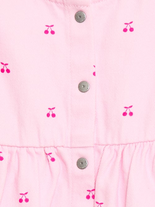 Vestido em sarja listrada com mangas curtas - Kiabi