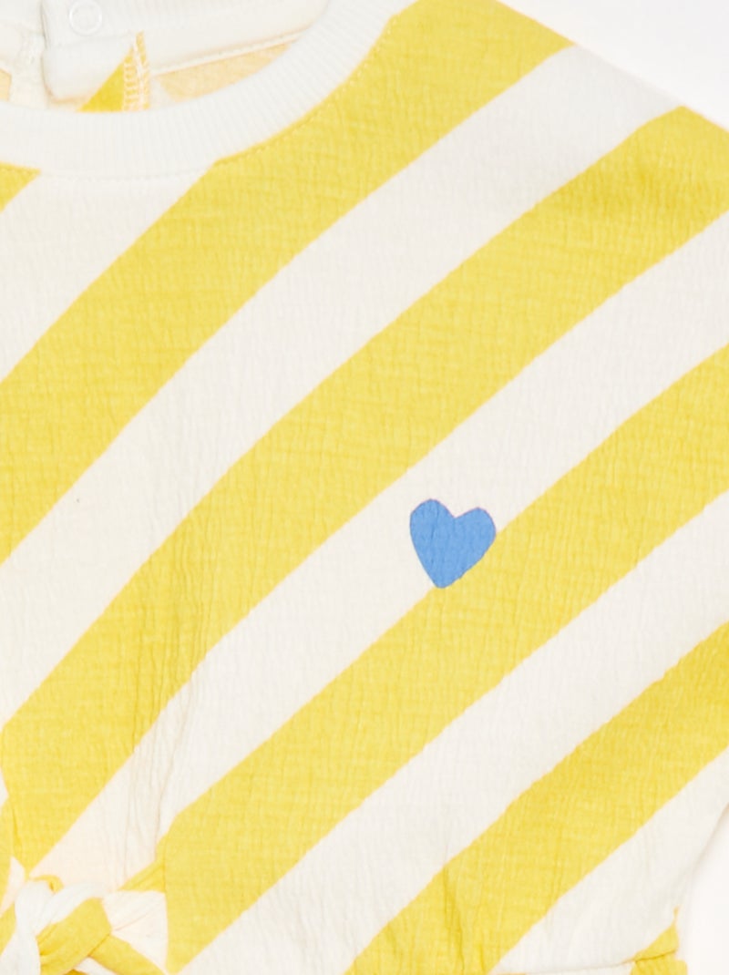 Vestido em tecido crepe com abertura com molas de pressão atrás AMARELO - Kiabi