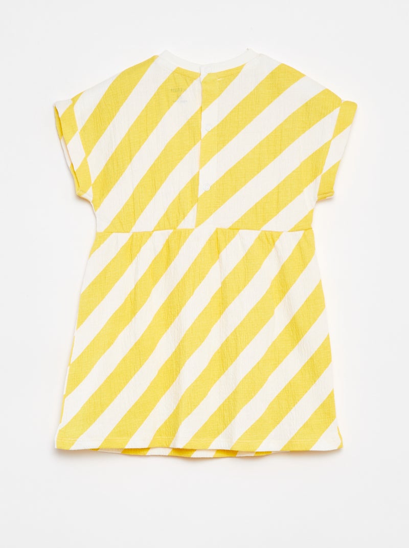 Vestido em tecido crepe com abertura com molas de pressão atrás AMARELO - Kiabi