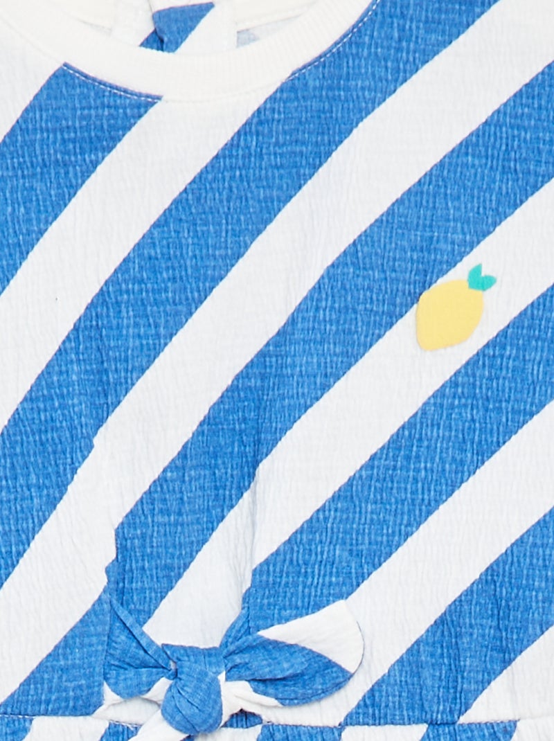 Vestido em tecido crepe com abertura com molas de pressão atrás AZUL - Kiabi