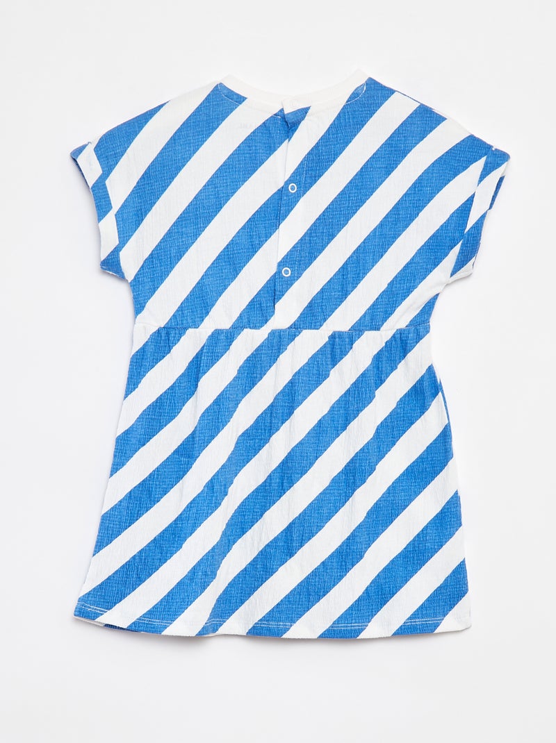 Vestido em tecido crepe com abertura com molas de pressão atrás AZUL - Kiabi