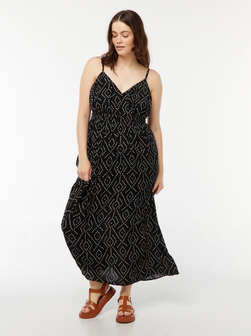 Vestido em tecido crepe com alças finas - Kiabi