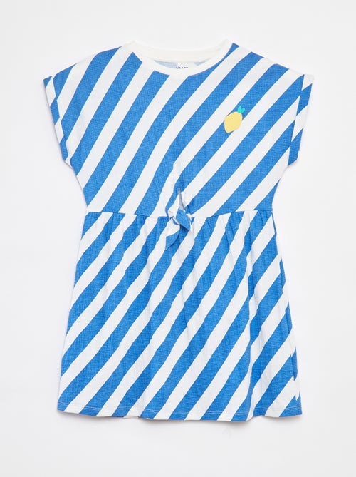 Vestido em tecido crepe com laço de fantasia na cintura - Kiabi