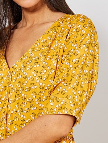 Vestido em tecido fluido estampado - Kiabi