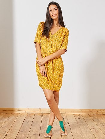 Vestido em tecido fluido estampado - Kiabi