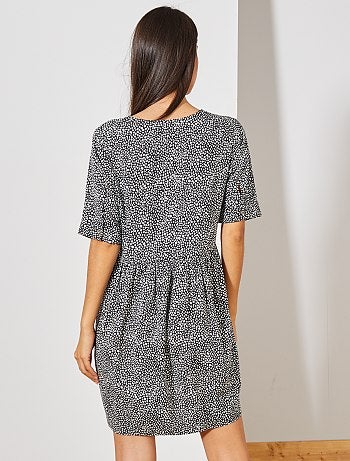 Vestido em tecido fluido estampado - Kiabi