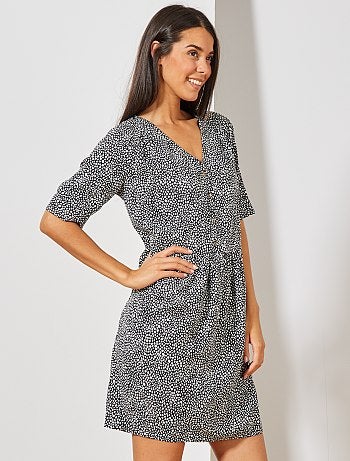 Vestido em tecido fluido estampado - Kiabi