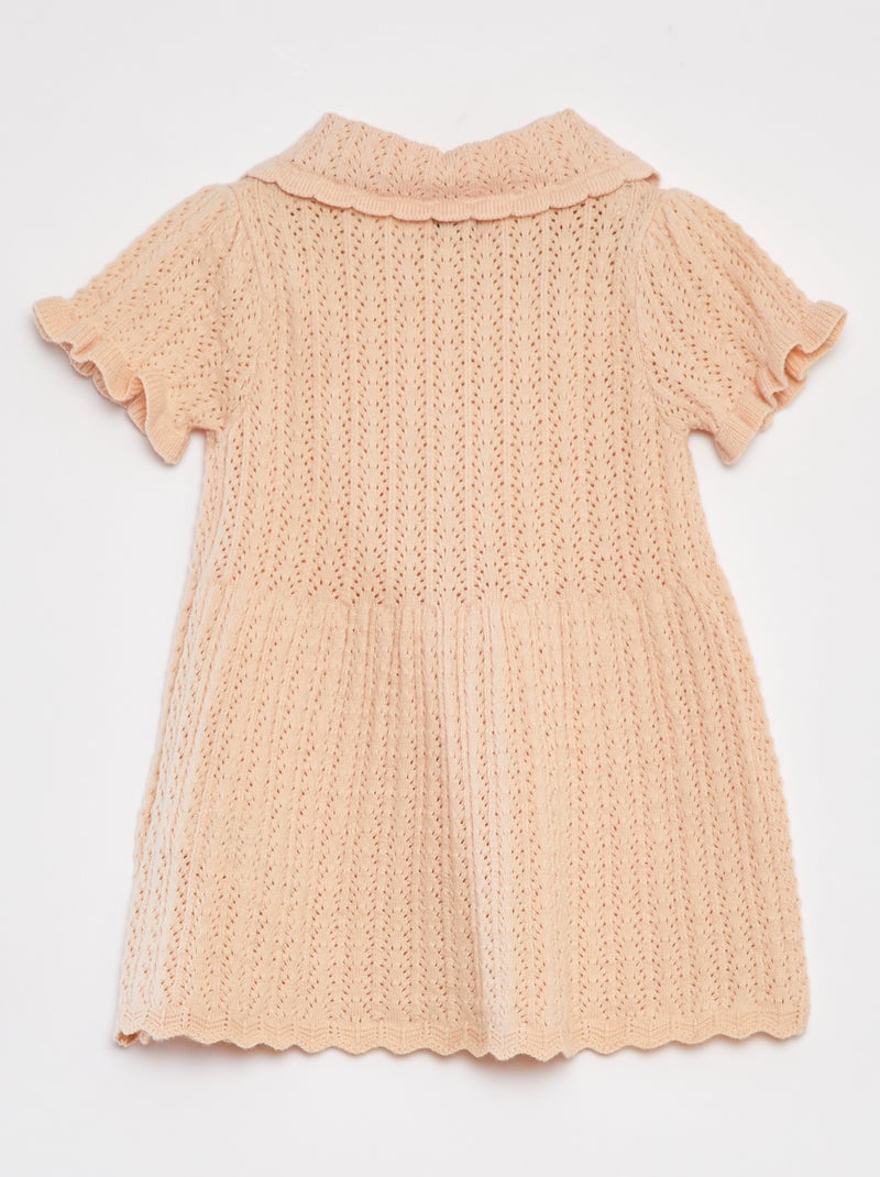 Vestido em tricô com gola claudine BEGE - Kiabi