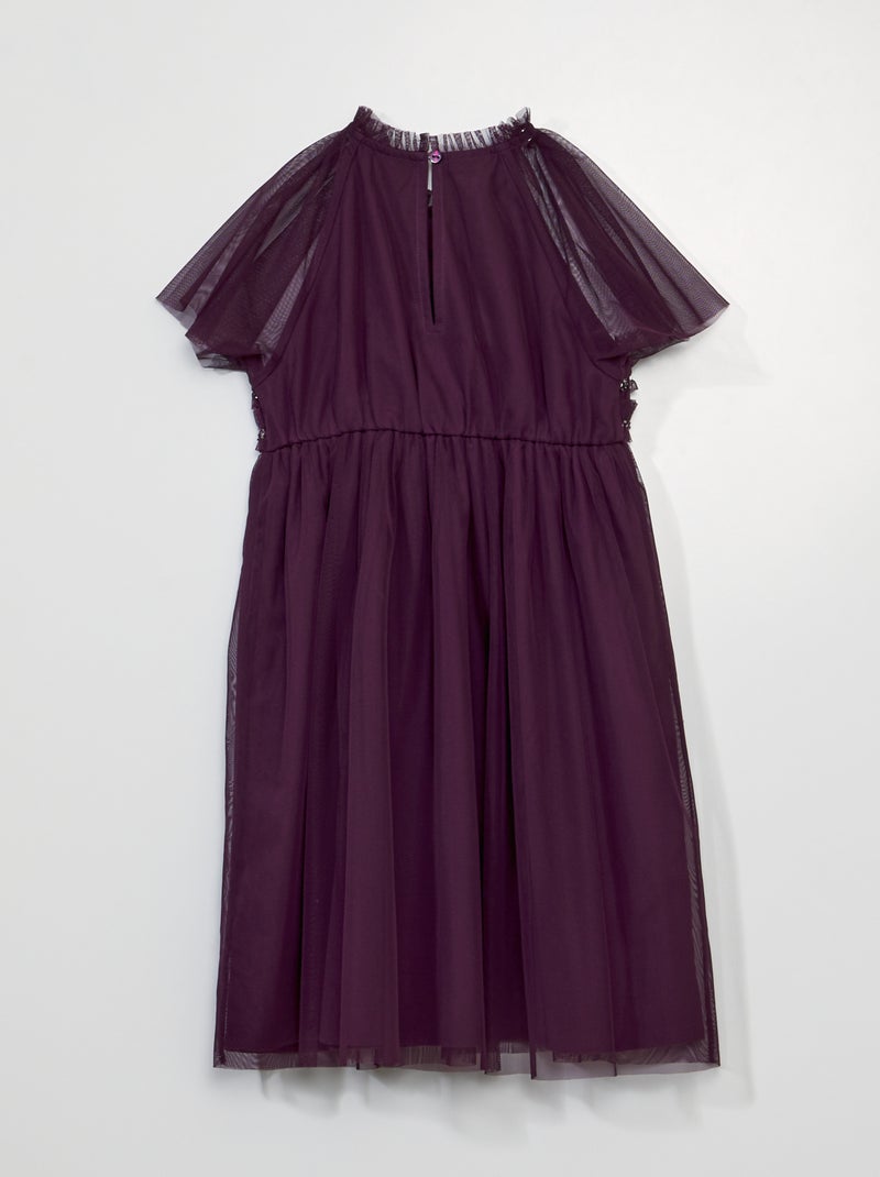 Vestido em tule com lantejoulas e folhos VIOLETA - Kiabi