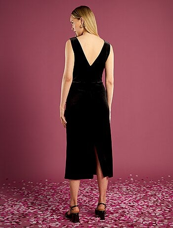 Vestido em veludo com efeito drapeado