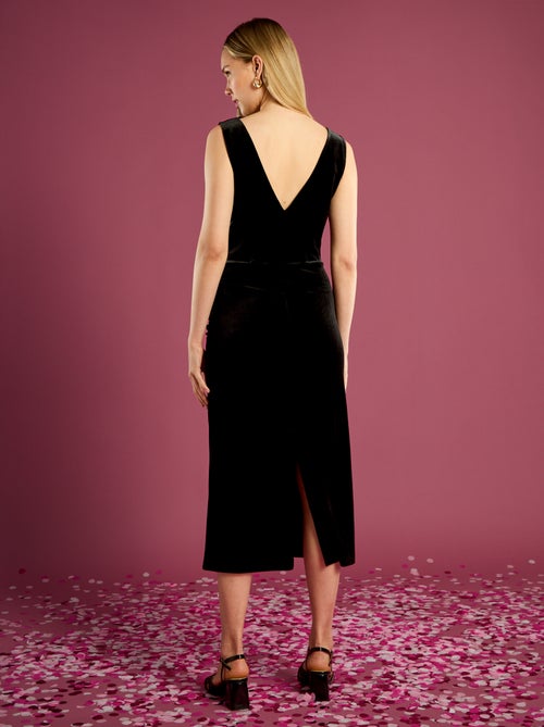 Vestido em veludo com efeito drapeado - Kiabi