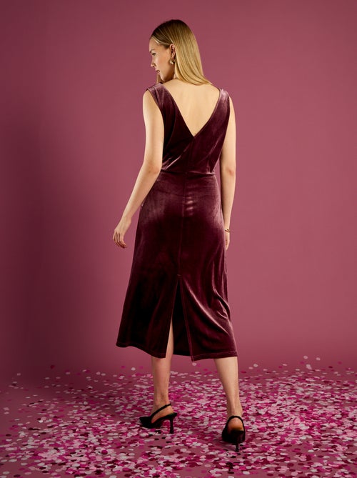 Vestido em veludo com efeito drapeado - Kiabi