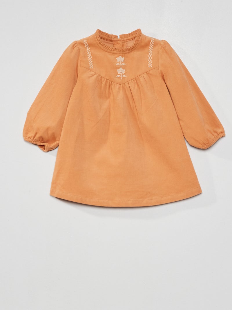Vestido em veludo estilo boémio BEGE - Kiabi