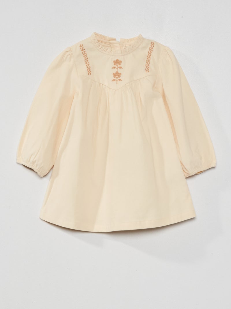 Vestido em veludo estilo boémio BRANCO - Kiabi