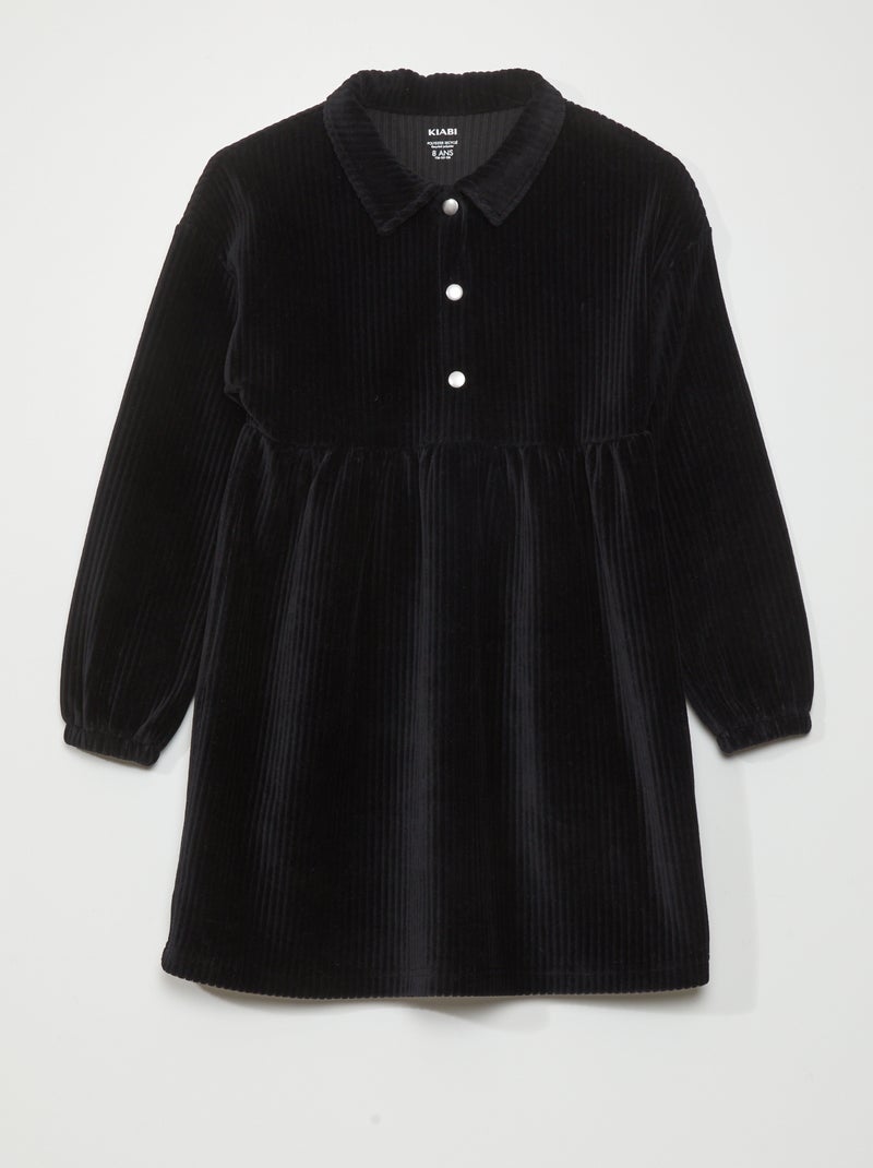 Vestido em veludo Preto - Kiabi