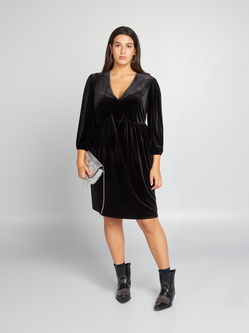 Vestido em veludo PRETO - Kiabi