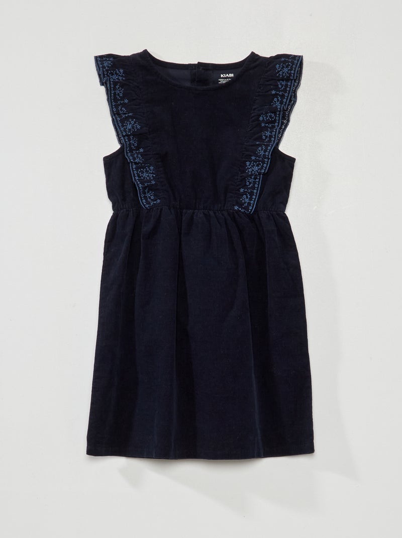 Vestido em veludo sem manga AZUL - Kiabi