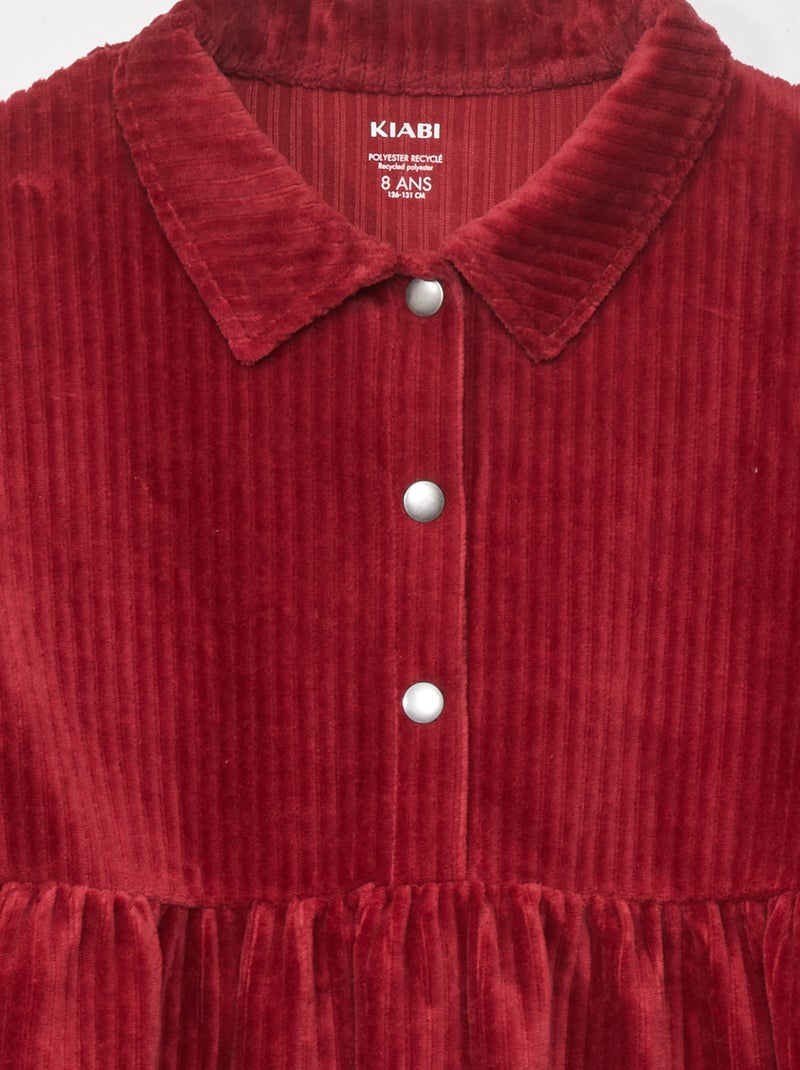 Vestido em veludo VERMELHO - Kiabi