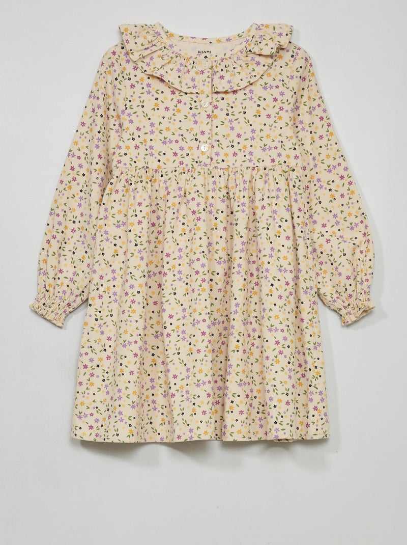 Vestido em veludo vichy BRANCO - Kiabi
