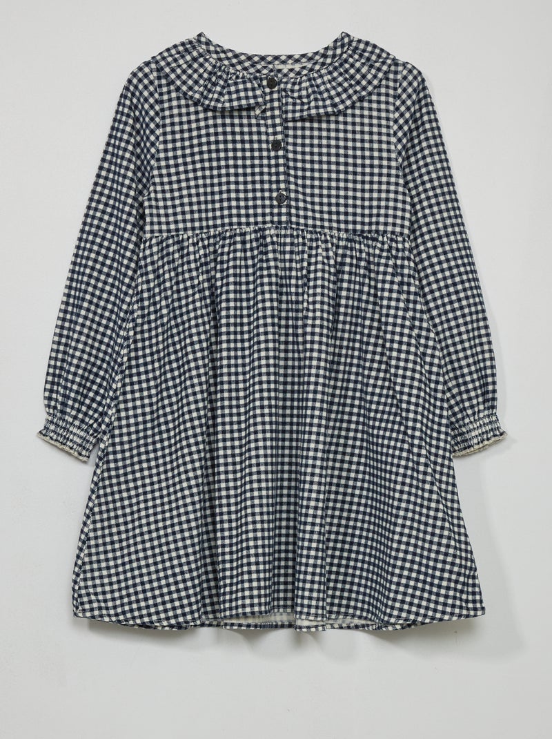 Vestido em veludo vichy BRANCO - Kiabi