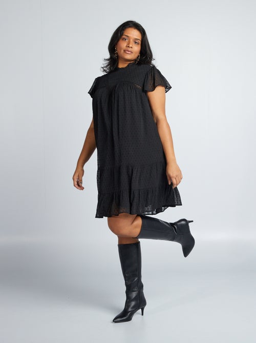Vestido em voile 'a ponto cheio' - Kiabi