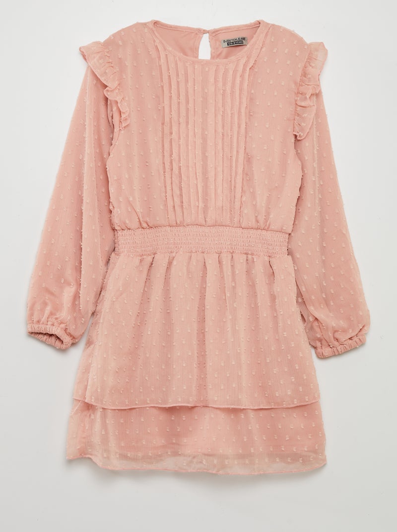 Vestido em voile a ponto cheio ROSA - Kiabi