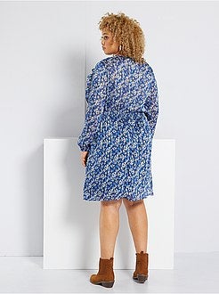 Vestido em voile com folhos - Kiabi