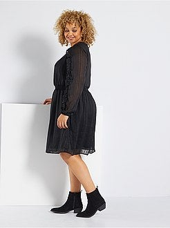 Vestido em voile com folhos - Kiabi