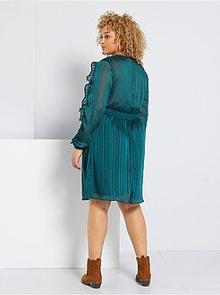 Vestido em voile com folhos - Kiabi